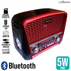 Caixa de Som Bluetooth Retrô LES-J107 Lehmox - Vermelha